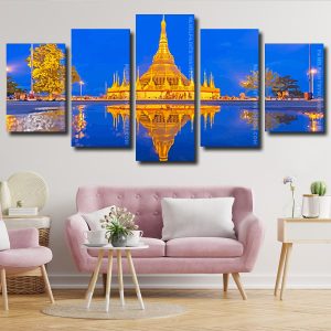 Maynmar Shwedagon Pagoda Water Reflection panels paint by numbers