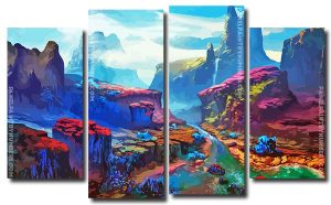 Aesthetic Fantasy Landscape 4 Panels Paint By Numbers