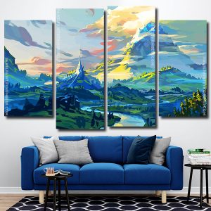 Aesthetic Fantasy Landscape Art 4 Panels Paint By Numbers