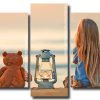 Beach Lantern And Girl 5 Panels Paint By Numbers