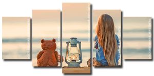 Beach Lantern And Girl 5 Panels Paint By Numbers