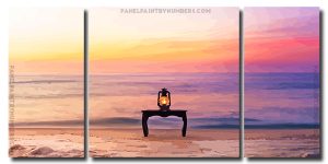 Beach Lantern On Table 3 Panels Paint By Numbers