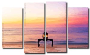 Beach Lantern On Table 4 Panels Paint By Numbers