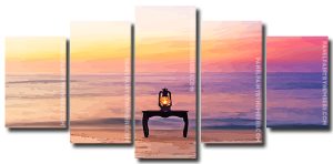 Beach Lantern On Table 5 Panels Paint By Numbers