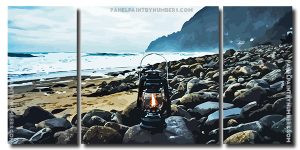 Black Beach Lantern 3 Panels Paint By Numbers