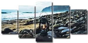 Black Beach Lantern 5 Panels Paint By Numbers