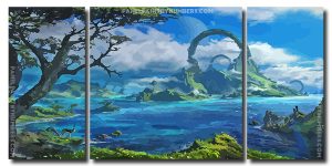 Fantasy Landscape 3 Panels Paint By Numbers