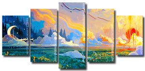 Fantasy Landscape Art 5 Panels Paint By Numbers