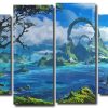 Fantasy Landscape 4 Panels Paint By Numbers