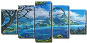 Fantasy Landscape 5 Panels Paint By Numbers