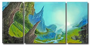 Fantasy Landscape Scenery 3 Panels Paint By Numbers