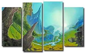 Fantasy Landscape Scenery 4 Panels Paint By Numbers