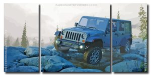 Jeep Wrangler On Rocky Mountain 3 Panels Paint By Numbers