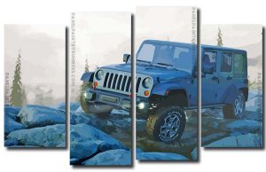 Jeep Wrangler On Rocky Mountain 4 Panels Paint By Numbers