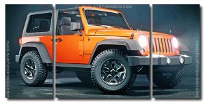 Orange Jeep 3 Panels Paint By Numbers