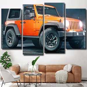 Orange Jeep 4 Panels Paint By Numbers