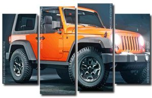 Orange Jeep 4 Panels Paint By Numbers