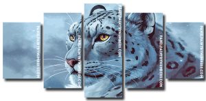 Snow Leopard 5 Panels Paint By Numbers