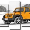 Yellow Jeep In Snow 5 Panels Paint By Numbers