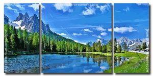 Italy Mountains Landscape 3 Panels Paint By Numbers