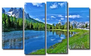 Italy Mountains Landscape 4 Panels Paint By Numbers