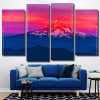 Landscape Mountains Red Sunset 4 Panels Paint By Numbers