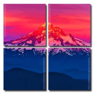 Landscape Mountains Red Sunset Square Panels Paint By Numbers