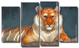 Light Tiger 4 Panels Paint By Numbers