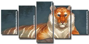 Light Tiger 5 Panels Paint By Numbers