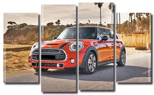 Orange Mini Cooper 4 Panels Paint By Numbers