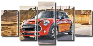 Orange Mini Cooper 5 Panels Paint By Numbers