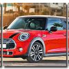 Red Minicooper 3 Panels Paint By Numbers