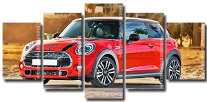 Red Minicooper 5 Panels Paint By Numbers