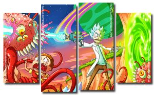 Rick And Morty Battle 4 Panels Paint By Numbers