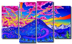 Trippy Landscape 4 Panels Paint By Numbers