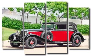 Vintage Mercedes Benz 4 Panels Paint By Numbers