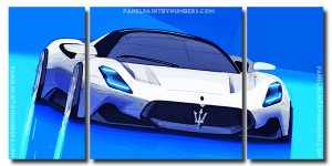 White Maserati Car 3 Panels Paint By Numbers