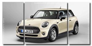 White Minicooper 3 Panels Paint By Numbers