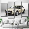 White Minicooper 4 Panels Paint By Numbers