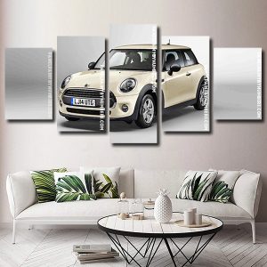 White Minicooper 5 Panels Paint By Numbers