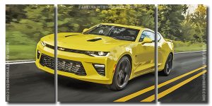 Yellow Chevrolet Camaro 3 Panels Paint By Numbers