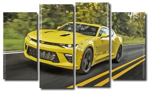 Yellow Chevrolet Camaro 4 Panels Paint By Numbers