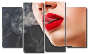 Aesthetic Lady Smoking 4 Panels Paint By Numbers