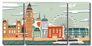 Aesthetic London City Art 3 Panels Paint By Numbers