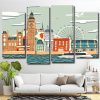 Aesthetic London City Art 4 Panels Paint By Numbers