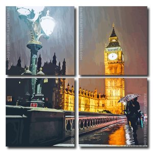 Aesthetic London In The Rain Square Panels Paint By Numbers