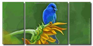 Aesthetic Sunflower And Blue Bird 3 Panels Paint By Numbers