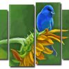 Aesthetic Sunflower And Blue Bird 4 Panels Paint By Numbers