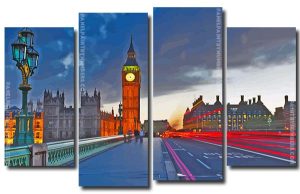 Aesthetic London City 4 Panels Paint By Numbers