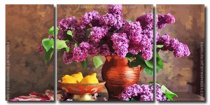 Aesthetic Purple Flowers 3 Panels Paint By Numbers